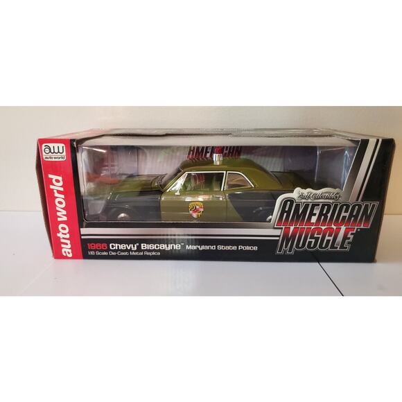 Auto World 1966 Chevy Biscayne Maryland State Police 1:18 Scale NIB - Picture 1 of 6